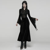 WQ-898LQF Black Lace Vintage Inspired Gothic Maxi Dress